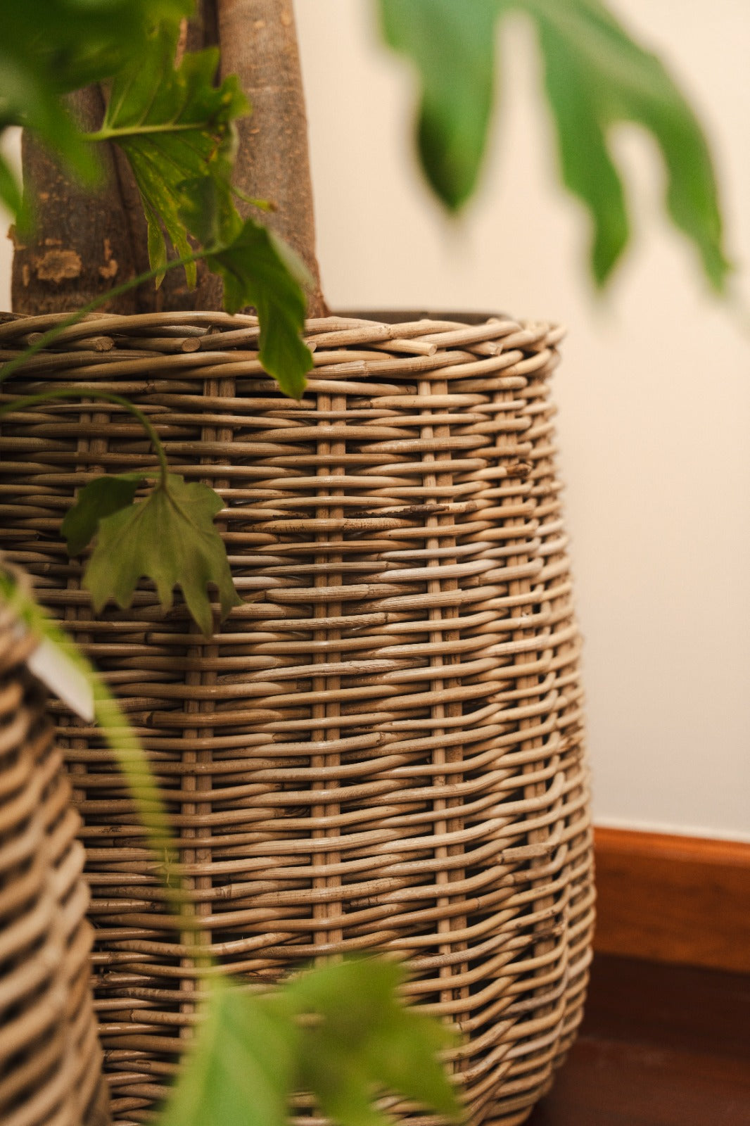 BASKET RATTAN GREY