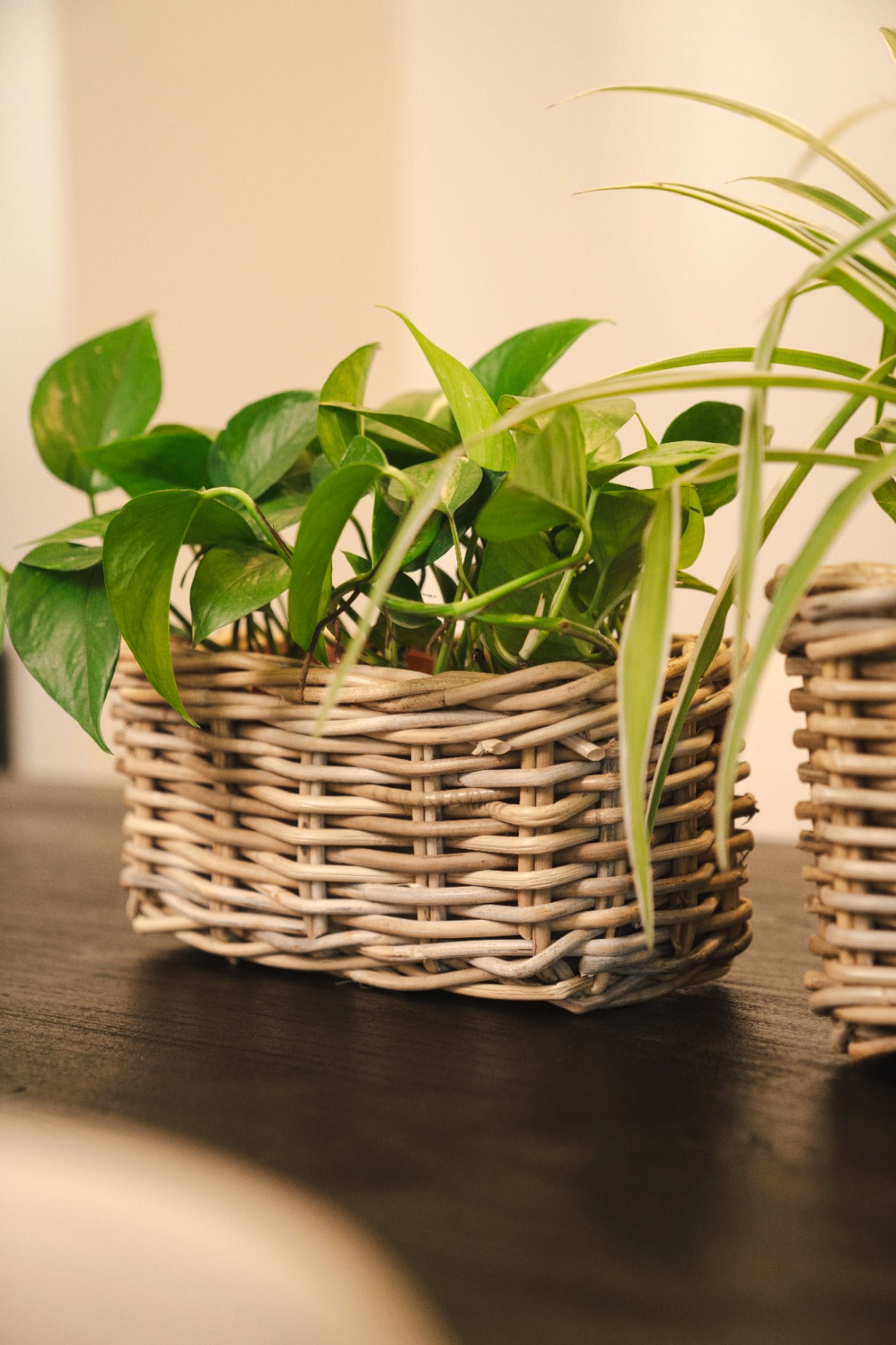 BASKET RATTAN GREY